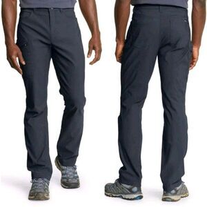 Eddie Bauer Mens 34x32 Rainier Hiking Pant Stretch Nylon Cargo Pocket Smoke Gray
